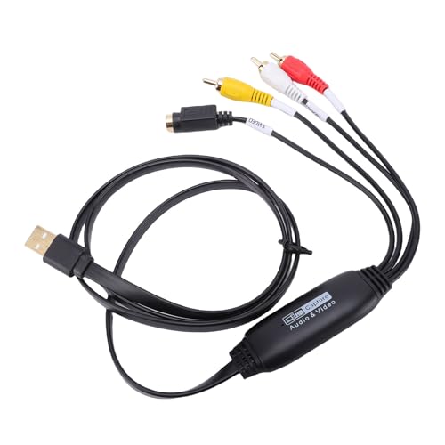 TIKATARER Convertidor VHS a Digital, Tarjeta de Captura de Vídeo USB 2.0, Grabador de Transferencia de Vídeo de Sonido AV a USB con Soporte para Wins OS X NTSC PAL, Ideal para PC, Cámara DV,