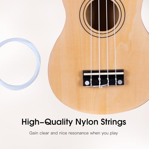 Image of ADM Ukulele for Beginners Hawaiian Wood Ukelele Kit for Kids Adult Student Starter Professional Ukalelee Pack Bundle with Free Lessons Gig Bag Strap Nylon String Tuner (Natural, 21 Inch)