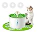 ERWEY Fontaine à Eau Fleur pour Chat et Chien Silencieuse Distributeur d’Eau Automatique avec Filtre et Tapis 1.6L Vert