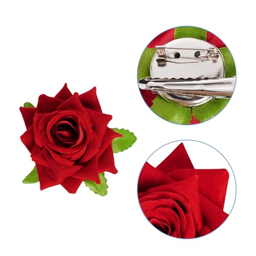 Topbuti Broches Florales de Tela en Forma de Rosa, Paquete de 3 Piezas, Accesorios Para Cabello Mujeres y Niñas miniatura 3