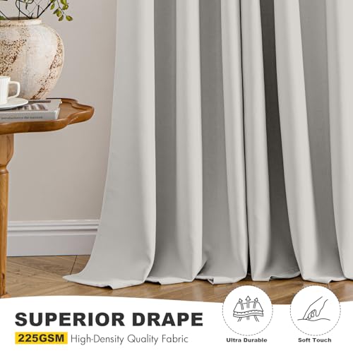 Image of MIULEE Blackout Curtains for Bedroom Living Room 2 Panels, Thermal Insulated Room Darkening Drapes Grommet Noise Reducing Light Blocking Window Treatments 45 Inches Long 40x45 Inch Natural White