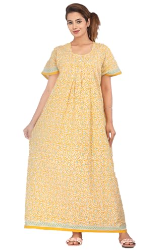 Image of Monique Brand 100% Pure Cotton Nighty for Woman | Floral Gown for Women Night Wear | Cotton Nighty for Women Stylish | Maxi for Women Cotton