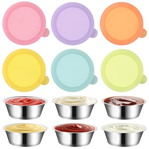DaKuan Recipiente para aderezos de ensalada para llevar, contenedor de condimentos de acero inoxidable con tapas, recipiente pequeño reutilizable ideal para loncheras y almacenar salsas