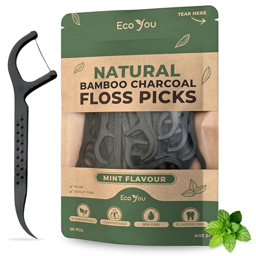 EcoYou Biodegradable Floss Picks | 50 Count (1 Pack) | Mint Flavor, Candelilla Wax | Sustainable & Reusable | Vegan & Cruelty-Free | Eco Floss | Pfas Free