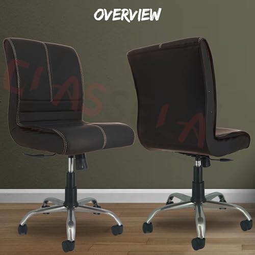 Image of NEWTURN� Maxson ARMLESS (PRE-Assembled) with Heavy Duty Metal Stand Ergonomic Premium Leather Revolving Office Chair with 1 Years Warranty(TILT Pushback Mechanism) (Black Rexine)