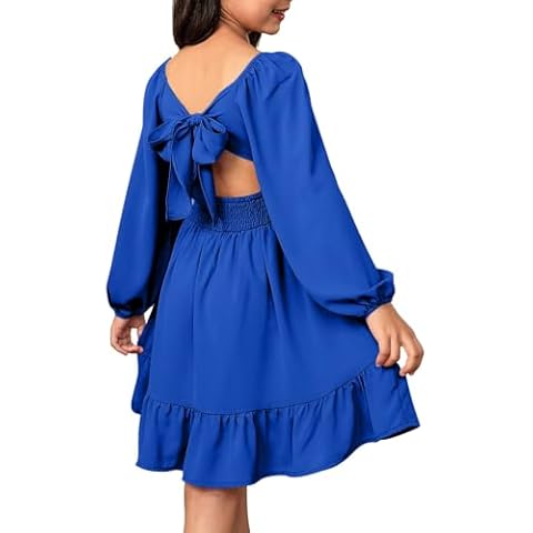 blibean Girls Long Sleeve Tie Back Dress Cover