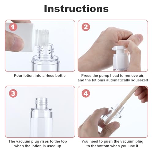 28 Pack Airless Pump Bottles 1.7 oz Travel Size Pump Bottle Lotion Container Refillable Cosmetic Pump Dispensers for Foundation Moisturizer Shampoo Toiletry3