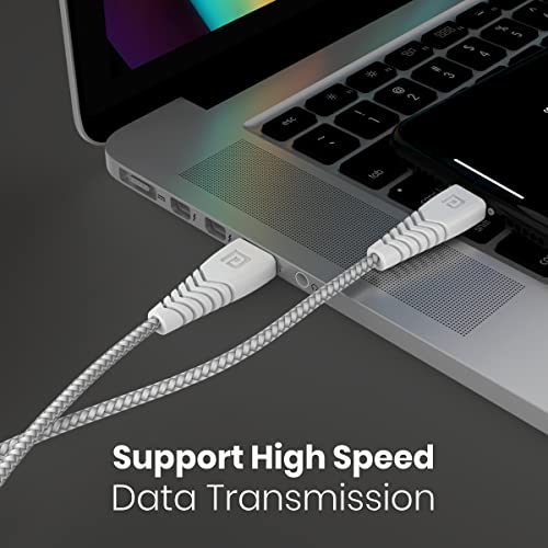 Image of Portronics Konnect B Micro USB Cables For Fast Charging & Data Sync 3.0 Amp with PVC Heads I Nylon Braided I 1 mtr(White)