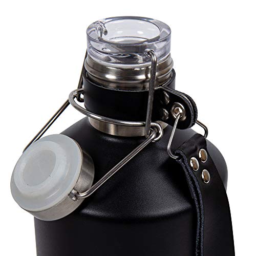 Pure Pure Collection, 70520Dc-Bk 1.9 L S.s Stainless Steel Beer Growler With Leather Strap 64 Oz. Black #TOP3