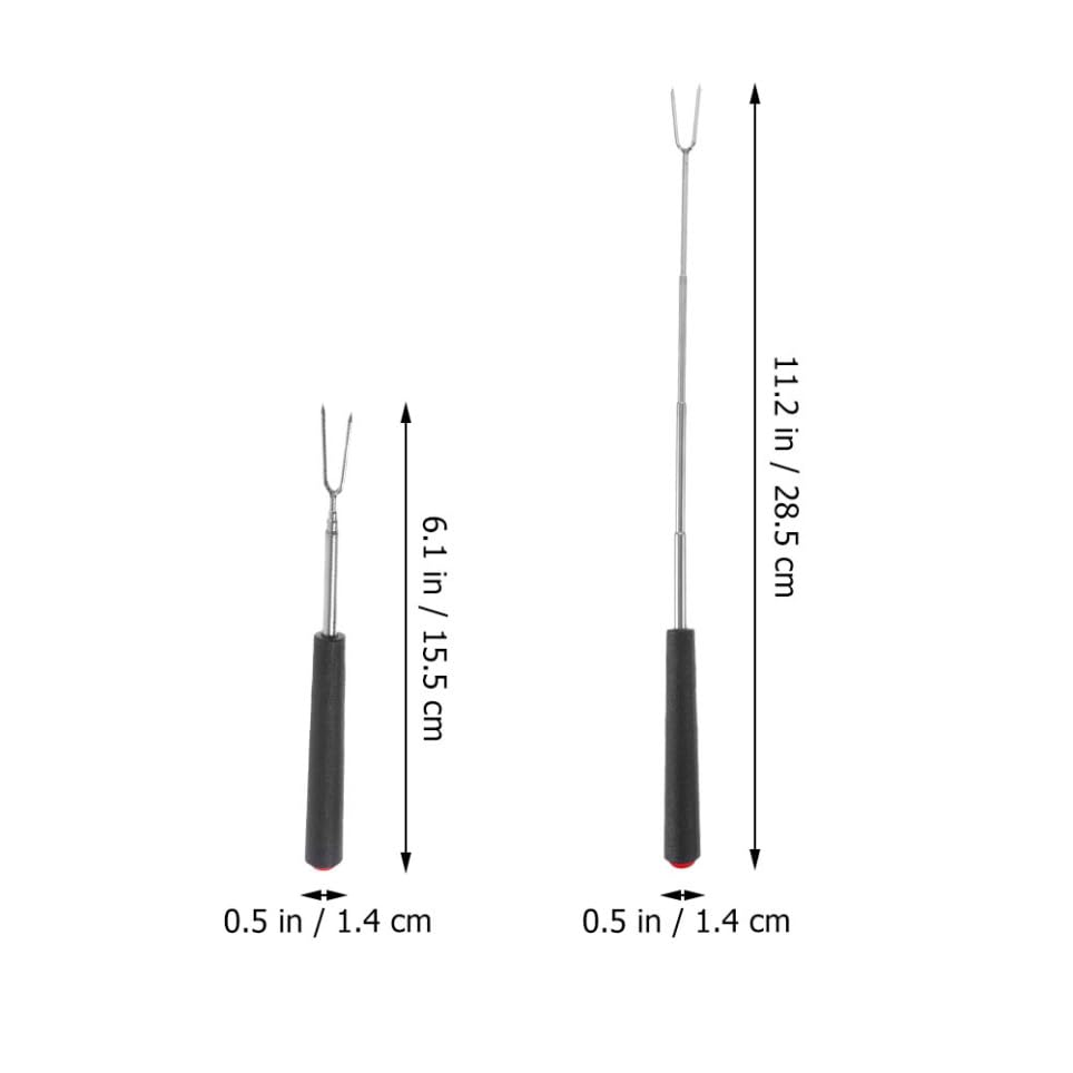 BESTOYARD 12pezzi Bastoncino Telescopico per Braciere Forchetta da Campeggio Estensibile per Arrostire Barbecue Falò Hot Dog Acciaio Inox Manico Ergonomico