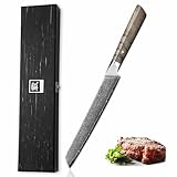 RASIERMESSER-SCHARF: Die Klinge bleibt dank der 67 Lagen Damaststahl extrem scharf und garantiert mühelose Schnitte bei jeder Art von Fleisch und Fisch.