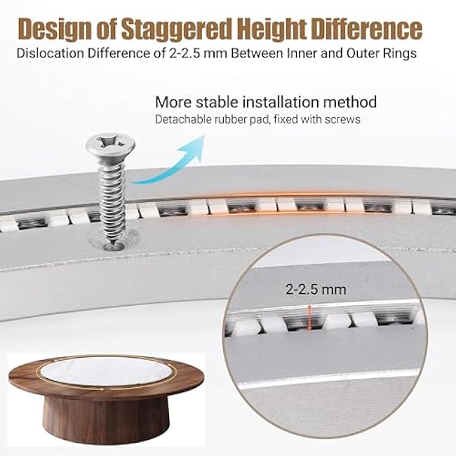 24 Inch Lazy Susan Bearing Heavy-Duty Aluminium Alloy Turntable Bearing, Mute Turntable Ball Bearing, Lazy Susan Hardware for Dining and DIY Dotating Furniture (Capacity up to 880lb)