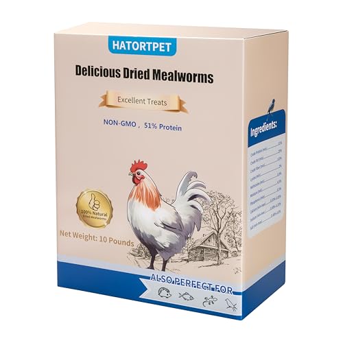 hatortpet Dried Mealworms 10LB Pure Natural Non-GMO Mealworms for Chickens High Protein Chickens Feed Meal Worms for Laying Hens Wild Birds