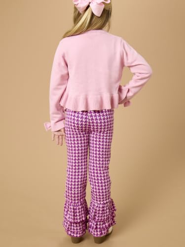 Image of RuffleButts Baby Girls Stretchy Flare - Ruffle Pants | 95% Cotton 5% Spandex, Breathable Fabric, Elastic Waistband, Relaxed Fit, Pleated Front, Long Length, Infant Apparel