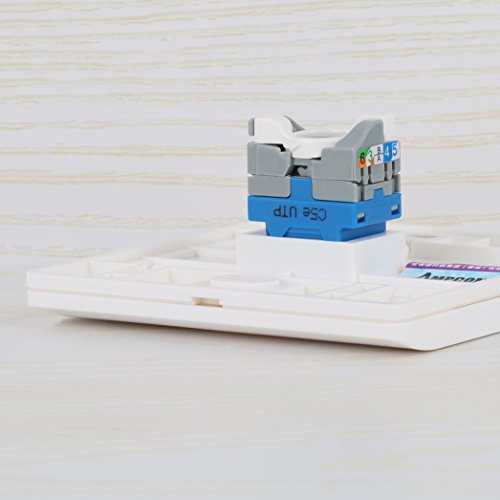 AMPCOM 10-Pack CAT5e RJ45 Tool-Less Keystone Jack, No Punch Down Tool Required UTP Module Connector Blue