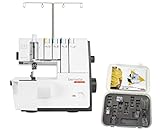Bernette B42 Funlock Coverstitch Machine with 3 Coverstitches, Chain Stitch, LED Light, Easy Threading, Presser Feet Kit, Adjustable Setting, and Professional Finishing for Stretch and Knit Fabric