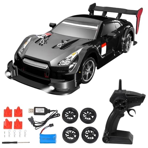 Image of Ascetic Remote Control Cars 1:16 Scale RC Drift Car 2.4Ghz 30KM /H High Speed 4WD RTR Racing Car with Drift Tires LED Lights 1PCS Rechargeable Batteries RC Sport Cars Toys for Adults Kids Gift, Black