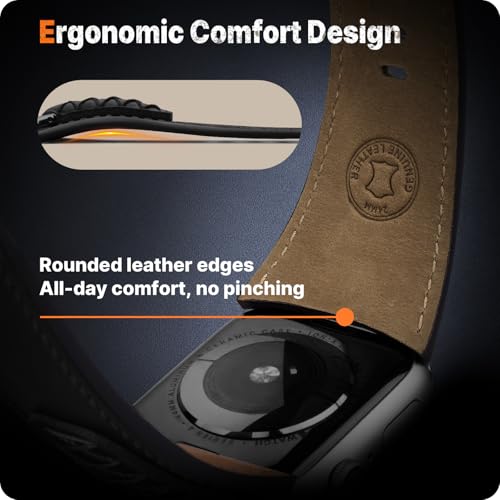 Image of Fullmosa Top Grain Vintage Leather Strap Compatible for Apple Watch | Ultra3 /2 /1 49mm 46mm 45mm 44mm 42mm (NO WATCH) Premium Leather Band for iWatch SE3 /2 /1 series 11 10 9 8 7 6 5 4 3 2 1 Men