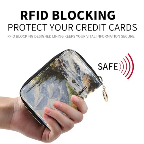 Floral Wallet Women Small Cute Card Holder RFID Blocking Vintage Mountain River Coin Change Purse with Zipper2