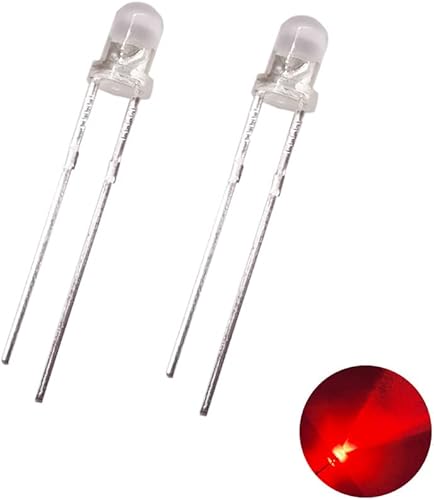 F3 - Lámpara de luz LED ultra brillante de 0.118in (0.118in), color verde, amarilloazulblancorojoUV, 395 nm, diodo emisor (rojo, 100 unidades)