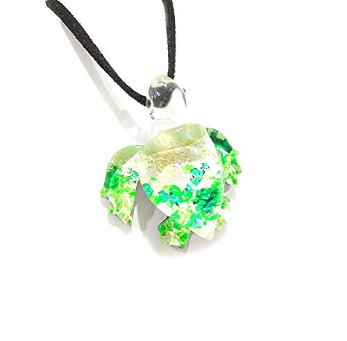 Handmade Green Sea Turtle Art Glass Blown Sea Animal Figurine Pendant Necklace Jewelry - Model Y2016 #TOP4