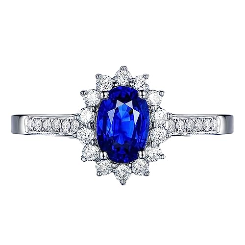 Bague mariage femme argent massif et fleur de zircon bleu roi haute brillance style joaillerie