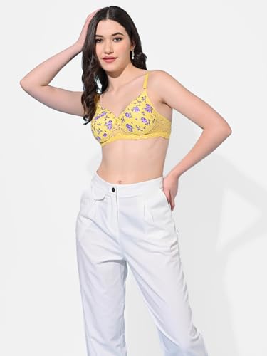 Image of FIMS - Fashion is my style Women Cotton Blend Padded Non-Wired Everyday Bra Pack of 1 Cup- B Multicolor