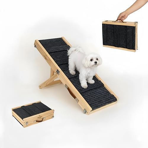 Adjustable Wooden Dog Ramp for Bed and Couch