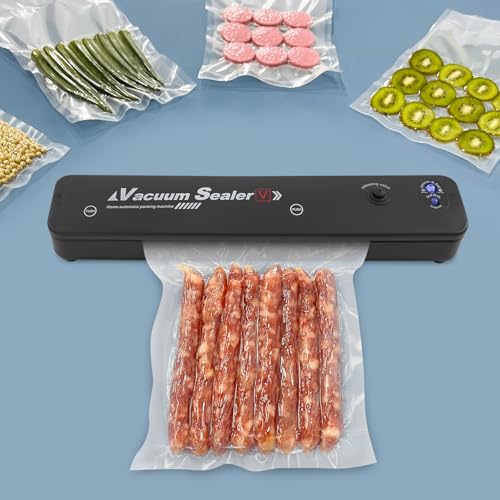 Donened - Unidad de envasado al vacío, sellador al vacío, sellador automático al vacío para alimentos secos y húmedos, 37,3 x 8,5 x 7 cm