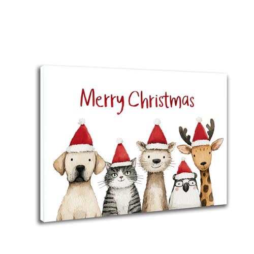 Toile Merry Christmas animaux : le secret d'un Noël magique en famille