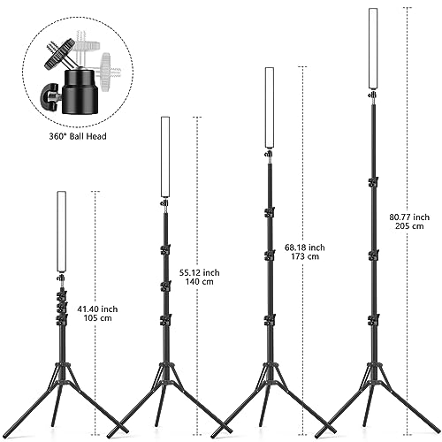 2 Pack Led Video Light Wand Stick, Obeamiu 5600K Led Photography Lighting Wand Kit With 63'' Tripod Stand/Color Filters, Studio Photo Lights For Video Recording/Streaming/Portrait/Vlog/Makeup/Podcast - View #2