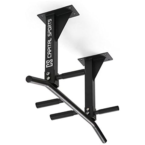 Capital Sports Tyro S4 Pull-up Bar, Wall mounted pull up bar, Chin up bar, 350 Kg max. Multiple Grips, Instep Handle, Comb Handle, Padded Vertical Handles, Black Cover