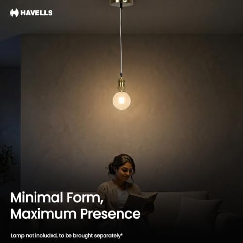 Image of Havells Squid Pendant Light | Gold Finish | Minimalist Hanging Light | Cafe, Dining Area & Kitchen Island | E27 Holder| Pack of 1