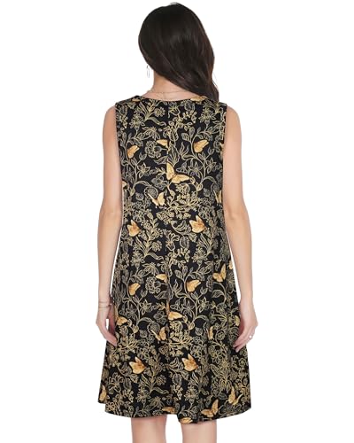 Image of elescat Women's Summer Dresses 2026 Beach Casual Sleeveless Floral Print Tank Loose Sundress with Pocket