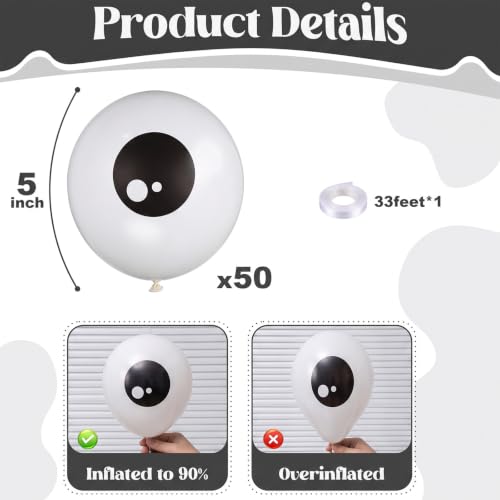Image of Togvu Halloween Eyeball Balloons, 50Pack 5 Inch Small Mini Eye Ball Latex Party Balloons for Halloween Trick or Treat Spooky Bloody Birthday Party Decorations Supplies