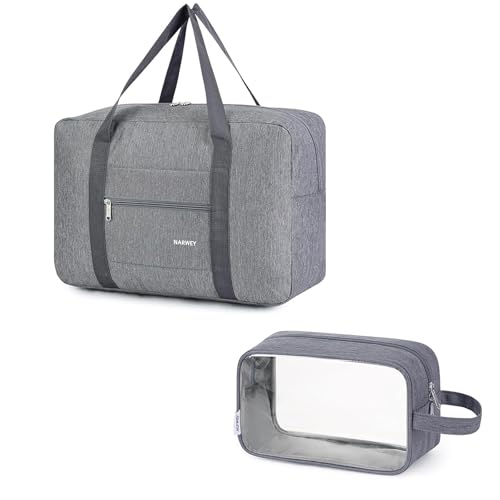Narwey Personal Item Bag Travel Duffel Bag with Clear Travel Makeup Bag - Main Image