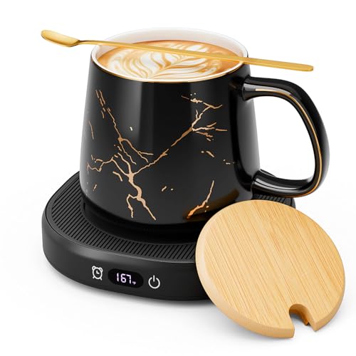 Coffee Mug Warmer & Luxury Marbling Mug Set, Electric Cup Warmer for Desk