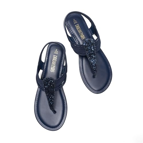 DREAM PAIRS Women's Flat Ankle Strap Sandals,Navy,11 - image 6
