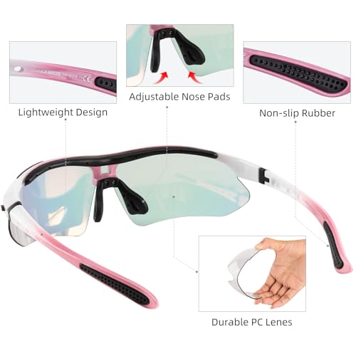 Image of ROCKBROS Photochromic Sports Sunglasses Mens Pickleball Glasses Cycling Glasses MTB Sunglasses, with Removable Elasctic Band