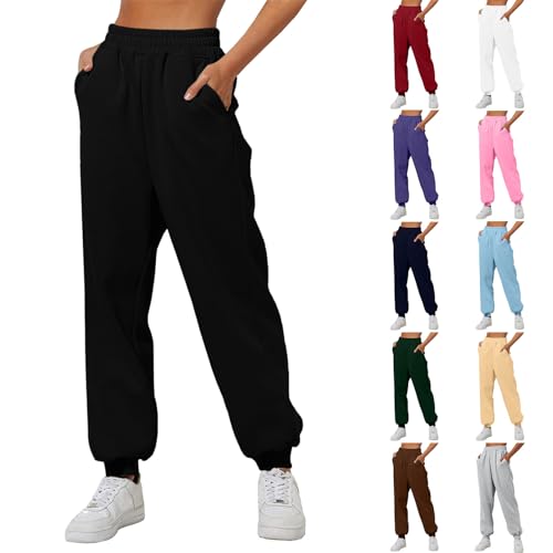 Mujer Harem Pantalones Jogging con Bolsillos Elastica Cintura Alta Comodo Llanura Largos Pantalón Deportiva Jogger Pants Sweatpants Casual Ropa de Casa