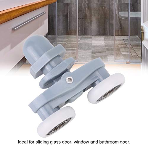 BuyWeek Duschtür Rollen, 4 Stück Badezimmer Schiebetür Rollen Doppel Schieberollen Schienen Türrad Glasschiebetür Rollen für Badezimmer(25 mm)