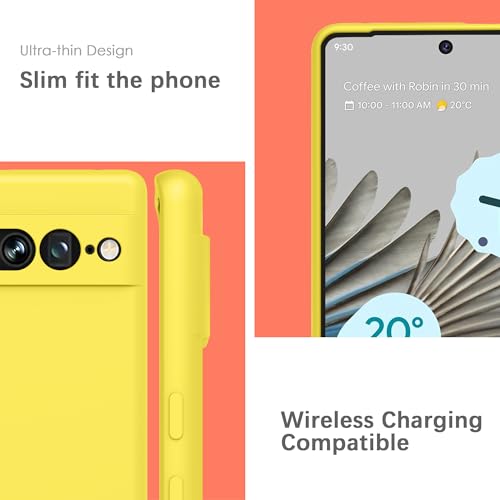 Image of YATWIN Silicone Back Case for Google Pixel 7 Pro, Soft-Touch Phone Back Cover for Google Pixel 7 Pro - Yellow