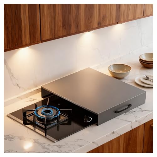 Stove Top Cover, Rectangle Countertop Cover Board with Anti Slip Feet for Rice Cookers, Induction Cookers, Kitchen Shelves, Kitchen Utensils(Grey,L15.75xW18.9xH3.54IN)