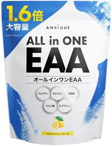 （08:30時点） オールインワンEAA BCAA クレアチン グルタミン クエン酸 HMB アンビーク 必須アミノ酸9種配合 国産 (1kg, レモン)
