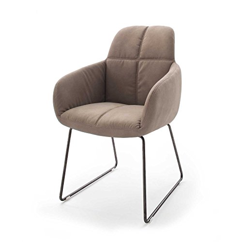 MÖBEL IDEAL Stuhl Tessera 2er Set Armlehnstuhl in Grau Braun Polsterstuhl mit Kufengestell oder Freischwinger Schwingstuhl Cover