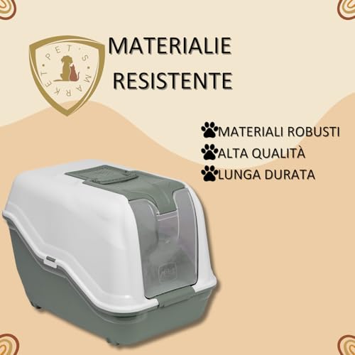 Pet's Market - Toilette Per Gatti Lettiera Chiusa Netta Maxi Cassetta Igienica Con Filtro E Paletta All'interno Colori Assortiti 66X49XH50 - 5