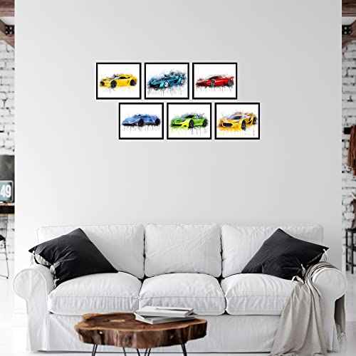 Car Poster Race Car Poster Race Car Bedroom Decor For Boys - Set Of 6 (8X10In) Car Posters For Boys Room Sports Car Poster Car Room Decor For Boys, Race Car Room Decor For Boys Car Pictures - Unframed #TOP5
