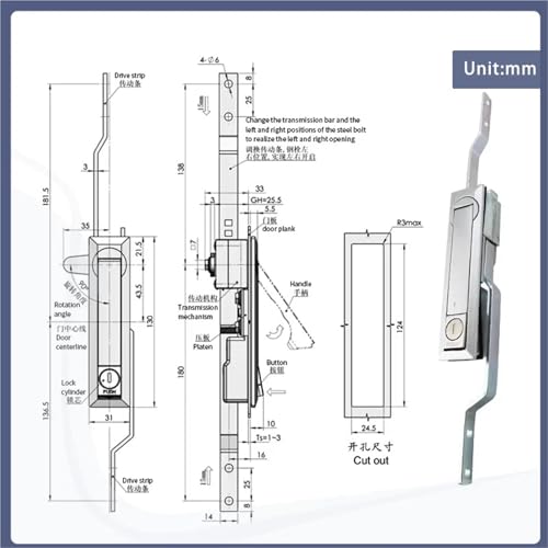 Serrure rotative boîte distribution armoire commutation et porte de garage - 6