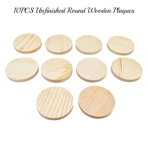 10 Stück Kiefernholz-Kreis-Plaketten, 8x1cm blanko unbehandelte runde Holzkreise Plaketten für Bastelprojekte, Gravierung, Holzbrennen, Malerei