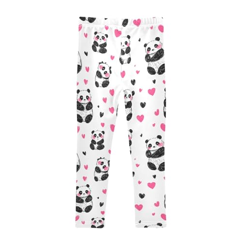 Lovely Panda Hearts Girls Casual Leggings for Kids Printed Long Pant Bottoms Stretch and Soft2